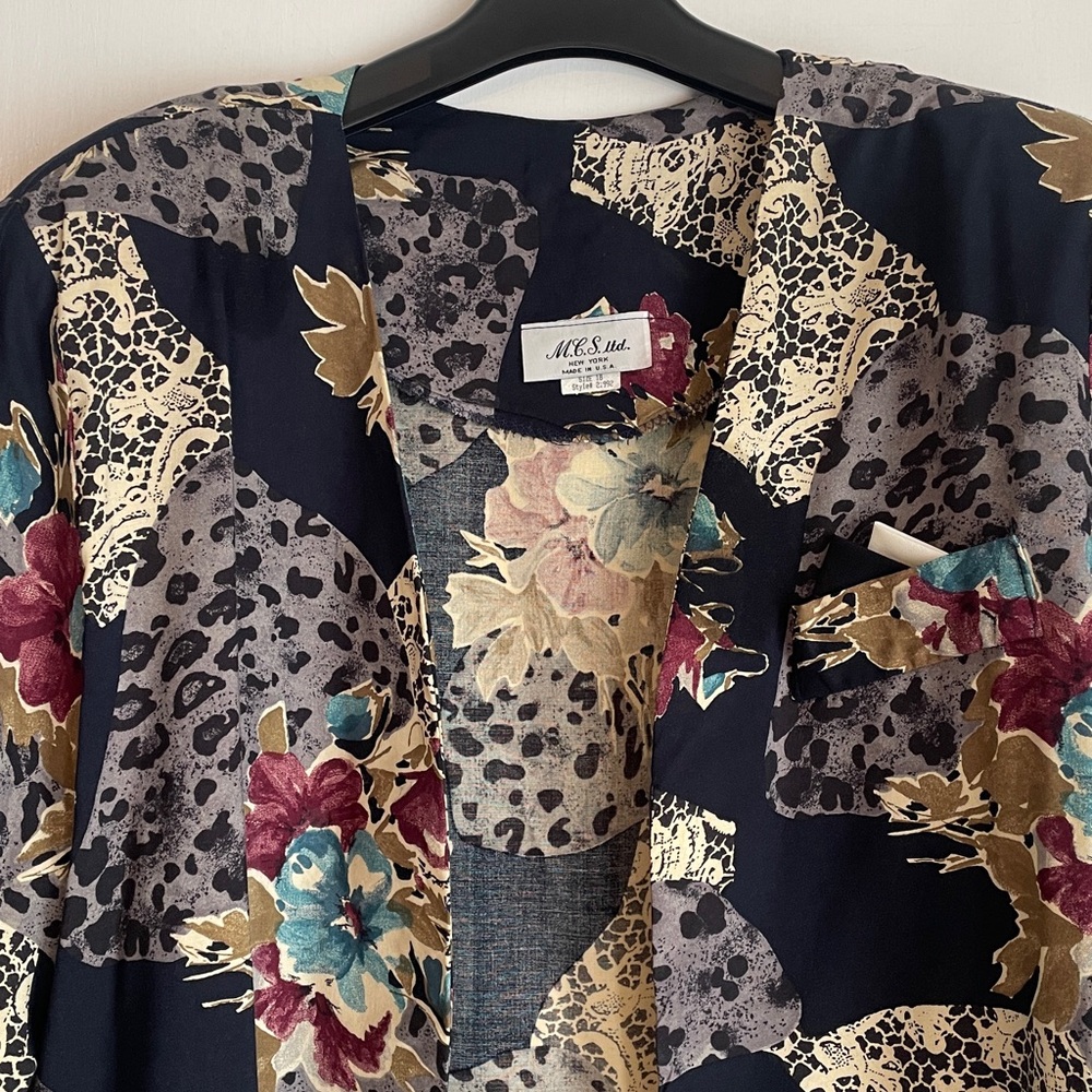 Vintage Fall Floral  Print Blazer- size 18 - Picture 4 of 7